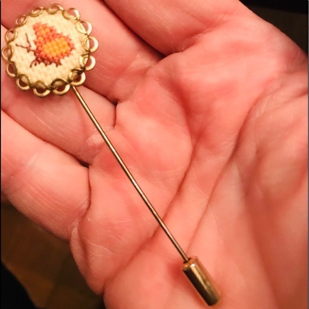 Vintage Cross stitch Butterfly Stick Pin Brooch - Picture 8 of 8